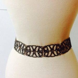Brass Metal Chain Belt Amber Ornate Link Wrap